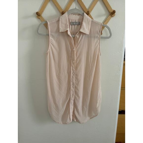 Everlane Top Women's 0 Light Pale The Clear Silk Relaxed Sleeveless Button Up - Picture 2 of 6